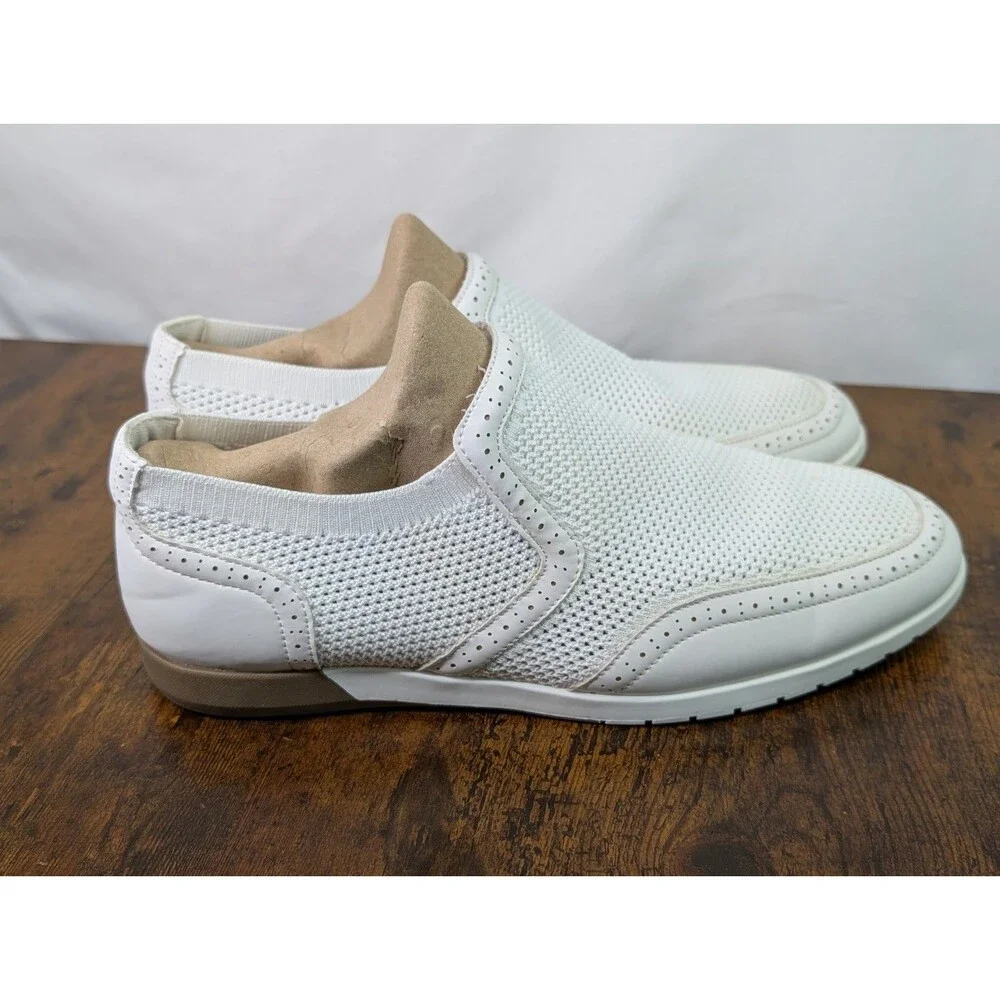 Brooklyn 718 Men's Slip On Mesh Loafers White Casual Comfort Shoes Size 11.5